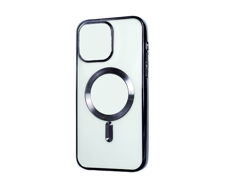 Electroplated MagSafe Case Built-in Clear Lens Protector for iPhone 15 Pro Max - Black