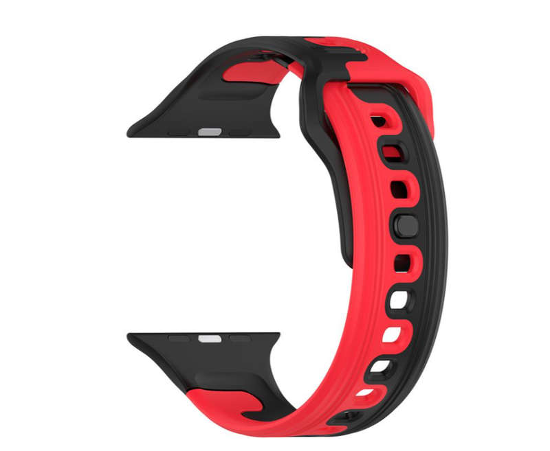 Silicone Band: Versatile style for Apple Watch Series 1-8 & SE 38/40/41mm - Red and Black