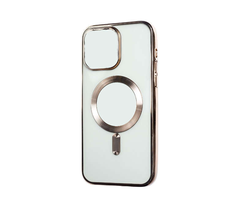 Electroplated MagSafe Case Built-in Clear Lens Protector for iPhone 15 Pro Max - Gold