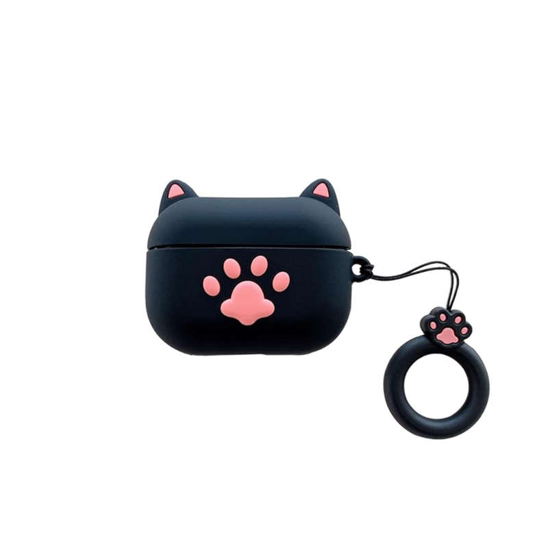 PurrfectPods Pink Paw Case for Airpods 1/2 - Black