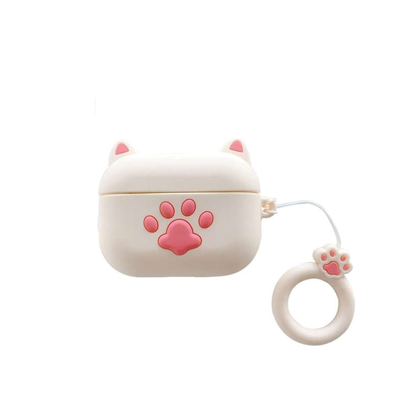 PurrfectPods Pink Paw Case for Airpods 1/2 - White