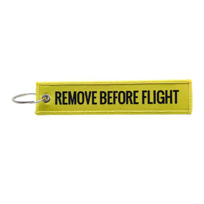 Remove Before Flight Embroidery Key Chain- Yellow