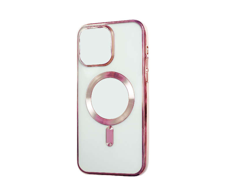Electroplated MagSafe Case Built-in Clear Lens Protector for iPhone 15 Pro Max - Rose Gold