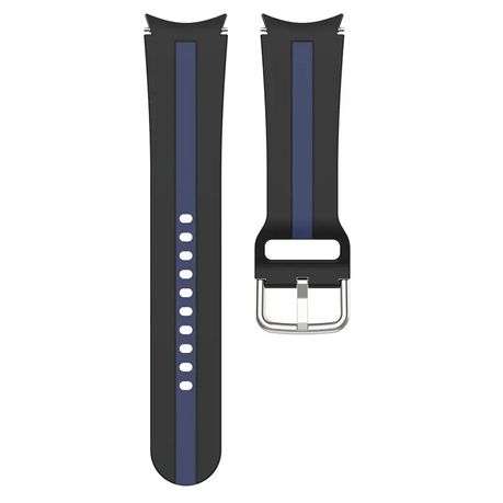 Silicone Watch Band For Samsung Galaxy Watch 5 and 5 Pro Watch 4/ Classic - Black with Blue Stripe