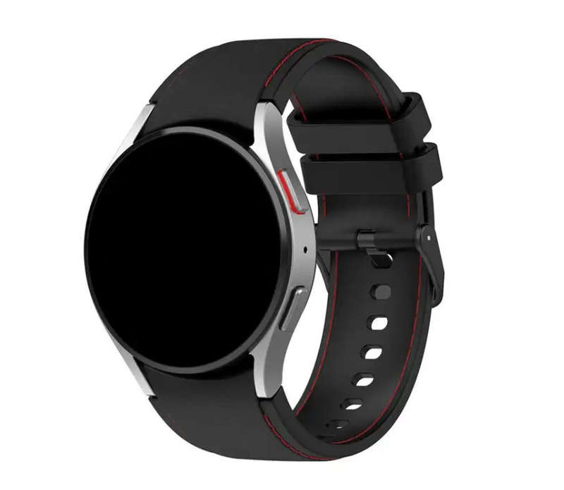 Silicone Sport Watch Strap: Samsung Watch 4/5/6 40mm 44mm 42MM 46MM - Black+Red