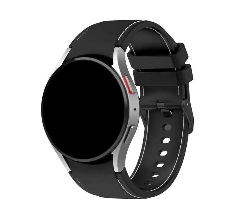 Silicone Sport Watch Strap: Samsung Watch 4/5/6 40mm 44mm 42MM 46MM - Black+White