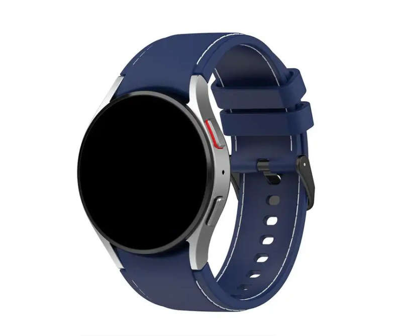 Silicone Sport Watch Strap: Samsung Watch 4/5/6 40mm 44mm 42MM 46MM - Navy+White