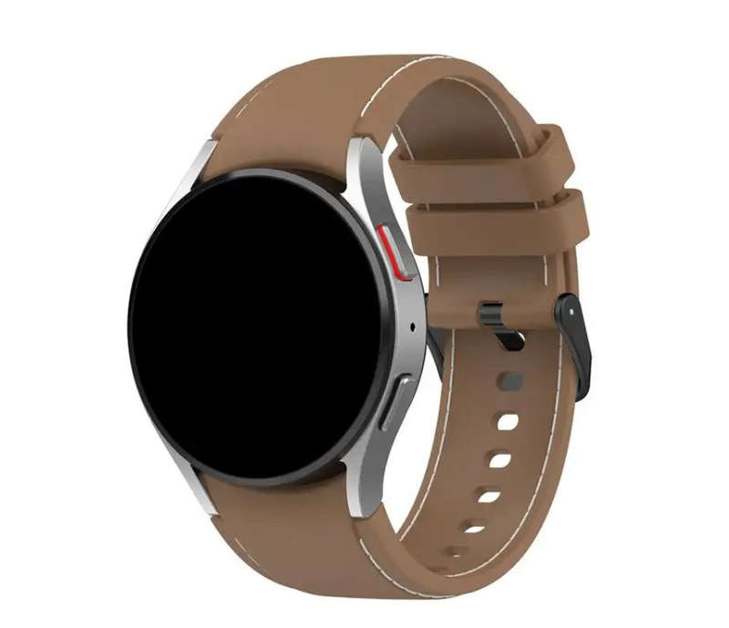 Silicone Sport Watch Strap: Samsung Watch 4/5/6 40mm 44mm 42MM 46MM - Brown+White