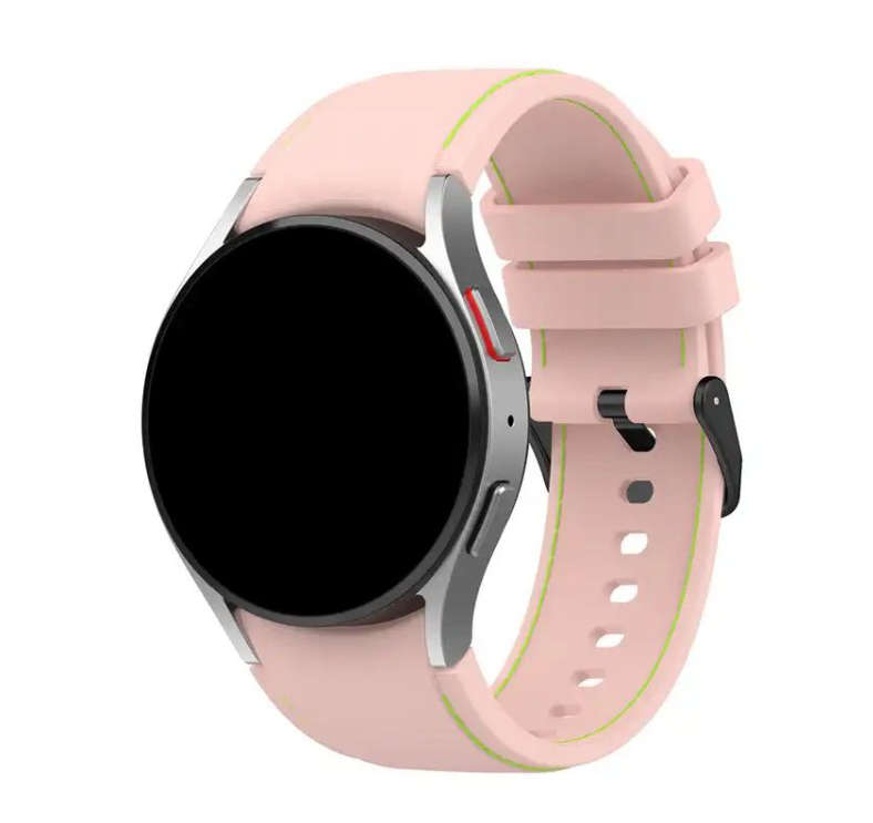 Silicone Sport Watch Strap: Samsung Watch 4/5/6 40mm 44mm 42MM 46MM - Pink+Green