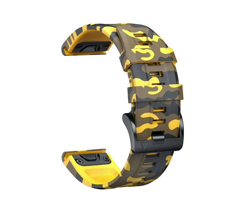 Quick Fit Silicone Strap For Garmin Fenix 5/6/7 Forerunner 955 22mm - Yellow Camo