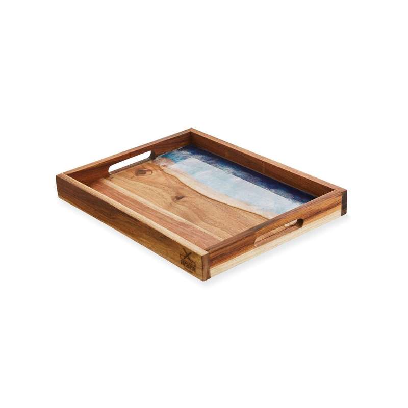 Small Serving Tray With Blue Resin