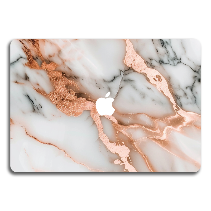 Apple MacBook Decal Skin Sticker: Marble Rose Gold Accents