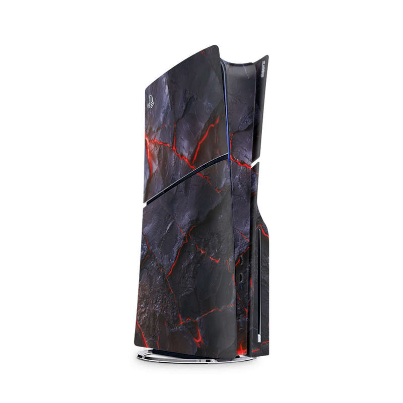 Decal Skin Sticker Compatible with PS5 Slim: Carbon Rock Glow Red