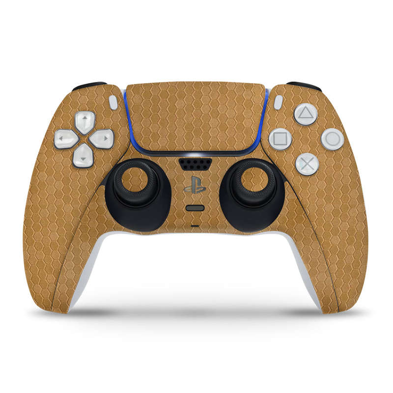 SkinNit Decal Sticker Skin For PS5 Slim Digital : HoneyComb Gold (Textured)