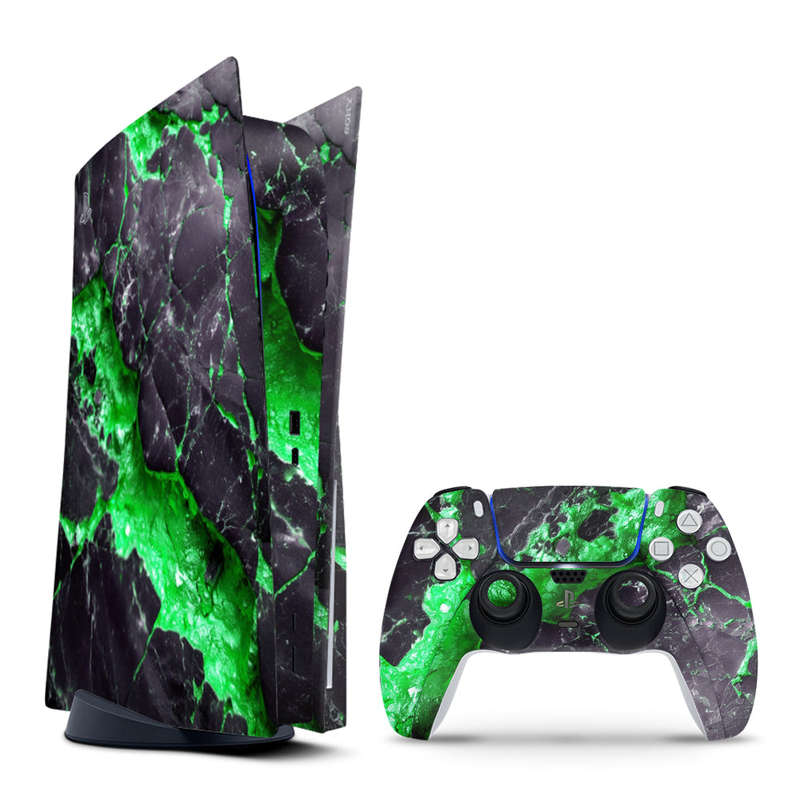 Decal Skin Sticker Compatible with PS5: Carbon Stone Green
