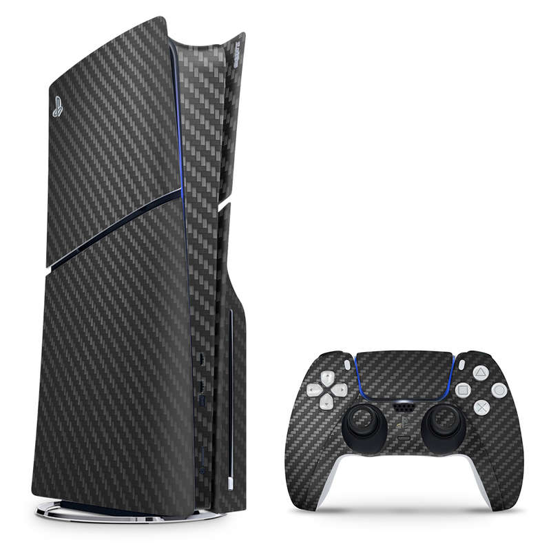 SkinNit Decal Sticker Skin For PS5 Slim : Carbon Fiber (Textured)