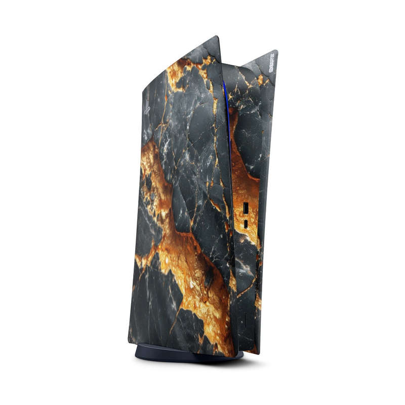 Decal Sticker Skin For PS5 Digital: Carbon Stone Gold