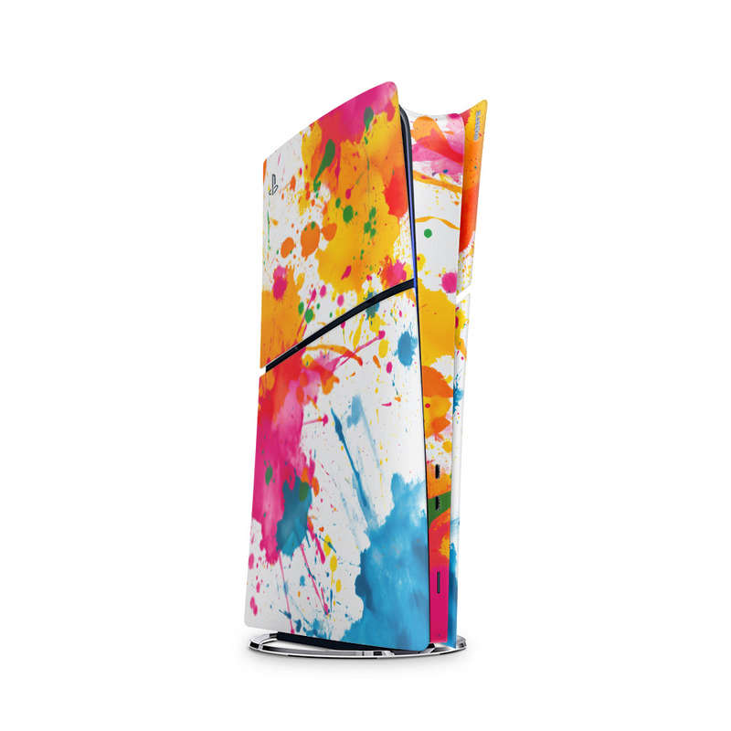 Decal Skin Sticker Compatible with PS5 Slim Digital (No Disk): Colorful Paint Splash