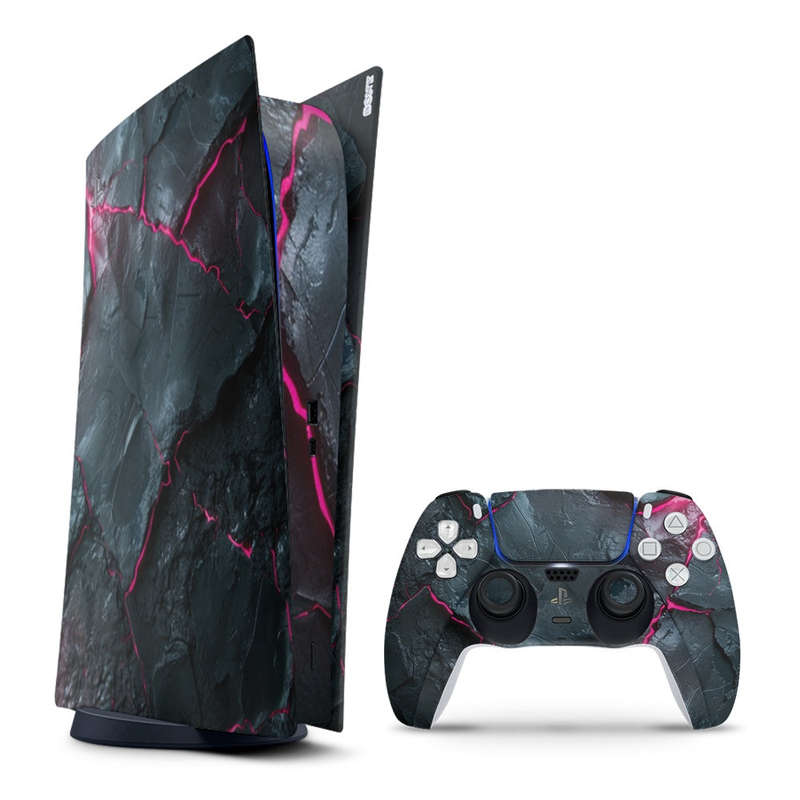 Decal Sticker Skin For PS5 Digital: Carbon Rock Glow Pink