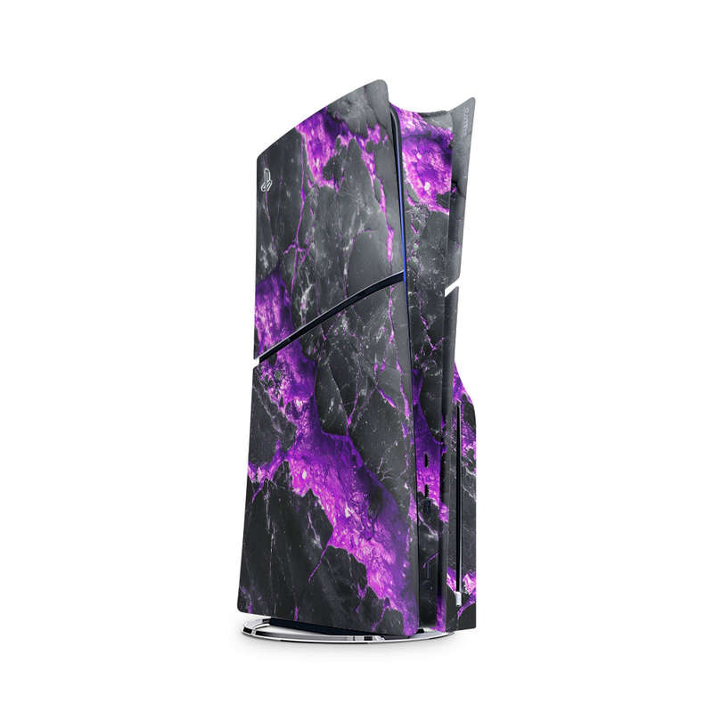 Decal Skin Sticker Compatible with PS5 Slim: Carbon Stone Purple