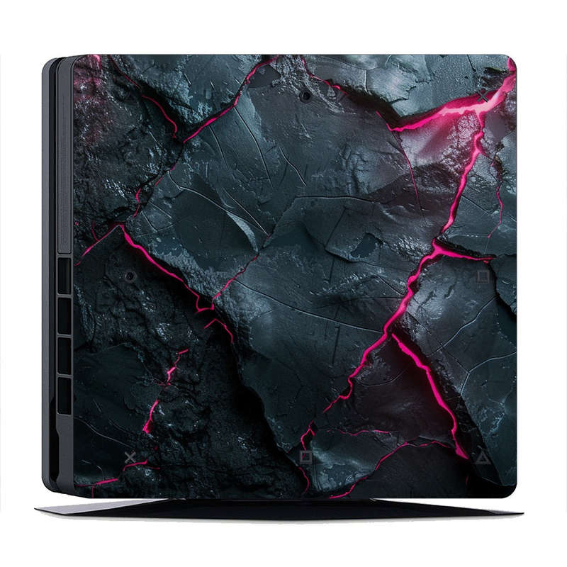 Decal Skin Sticker for PS4 Slim: Carbon Rock Glow Pink