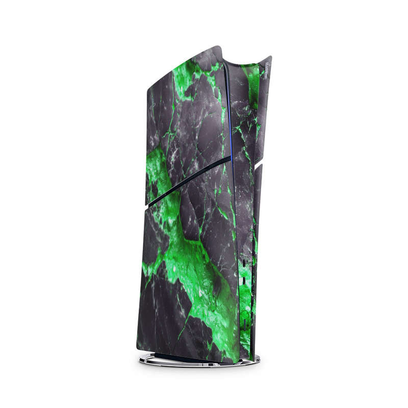 Decal Skin Sticker Compatible with PS5 Slim Digital (No Disk): Carbon Stone Green