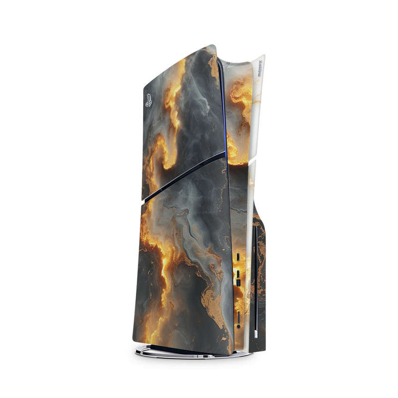 Decal Skin Sticker Compatible with PS5 Slim: Marbled Deep Glow