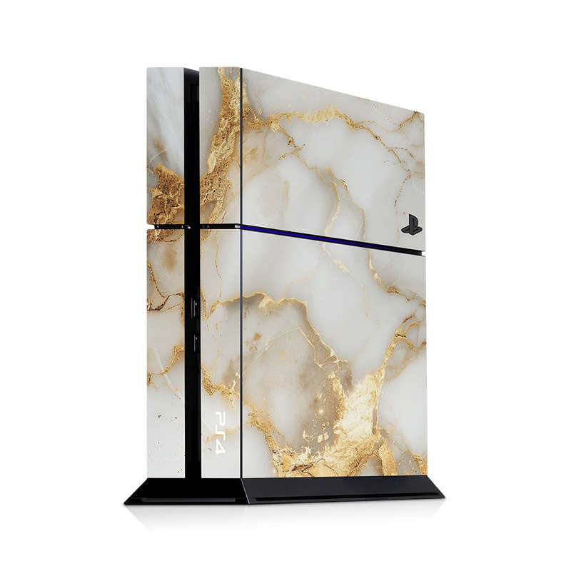 Decal Skin Sticker for PS4: White Gold Vein Marble