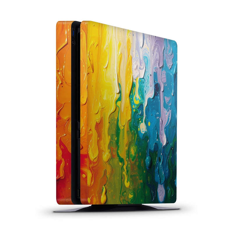 Decal Skin Sticker for PS4 Slim: Vibrant Rainbow Melt