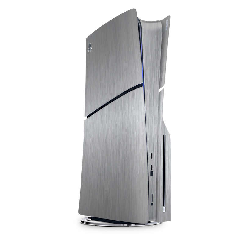 SkinNit Decal Sticker Skin For PS5 Slim : Brushed Steel (Textured)