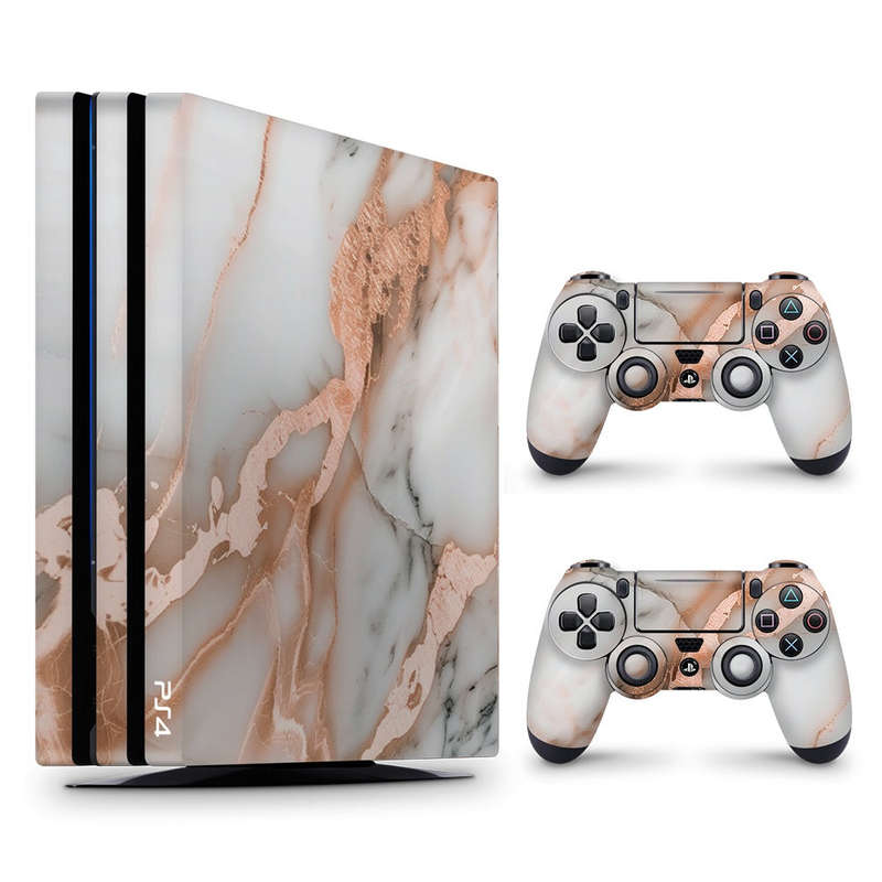 Decal Skin Sticker for PS4 Pro: Marble Rose Gold Accents