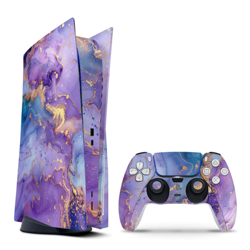 Decal Skin Sticker Compatible with PS5: Abstract Purple Marble