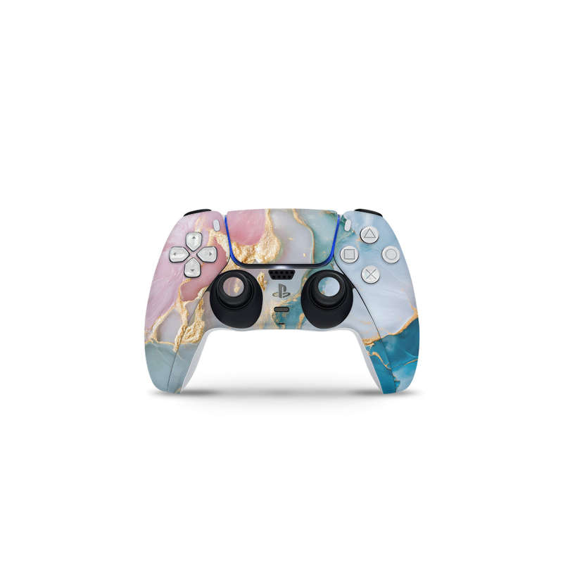 Decal Skin Sticker Compatible with PS5: Vibrant Marbled Gold