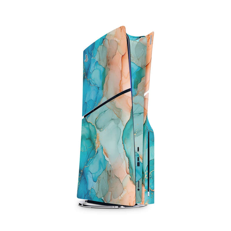 Decal Skin Sticker Compatible with PS5 Slim: Marble Pastel Fusion