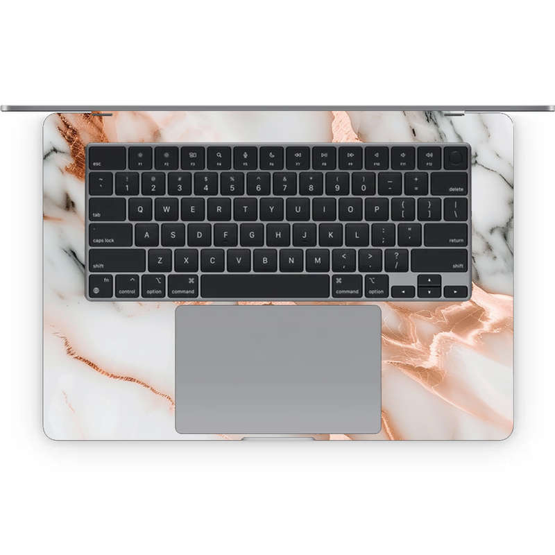 Apple MacBook Decal Skin Sticker: Marble Rose Gold Accents
