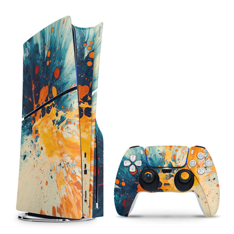 Decal Skin Sticker Compatible with PS5 Slim: Abstract Splash Art