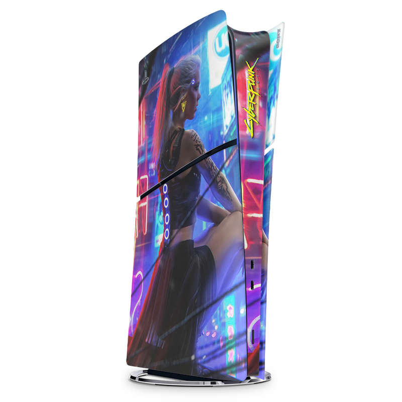 SkinNit Decal Sticker Skin For PS5 Slim Digital : Cyberpunk