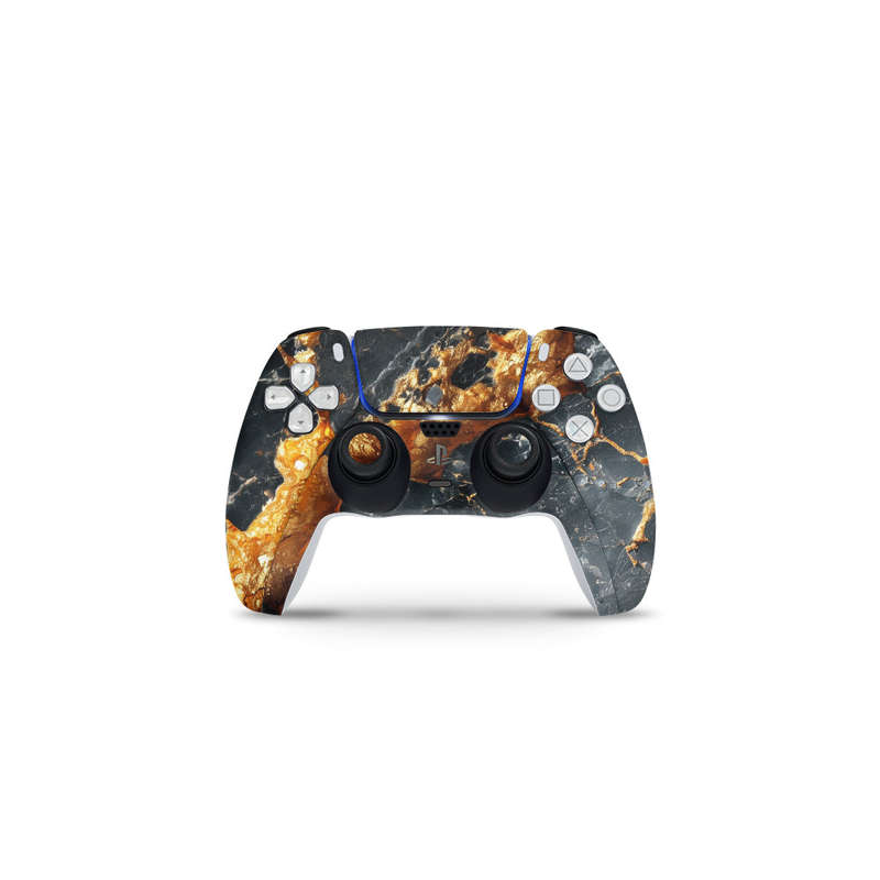 Decal Skin Sticker Compatible with PS5 Slim Digital (No Disk): Carbon Stone Gold