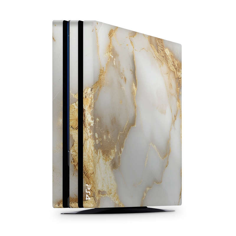 Decal Skin Sticker for PS4 Pro: White Gold Vein Marble