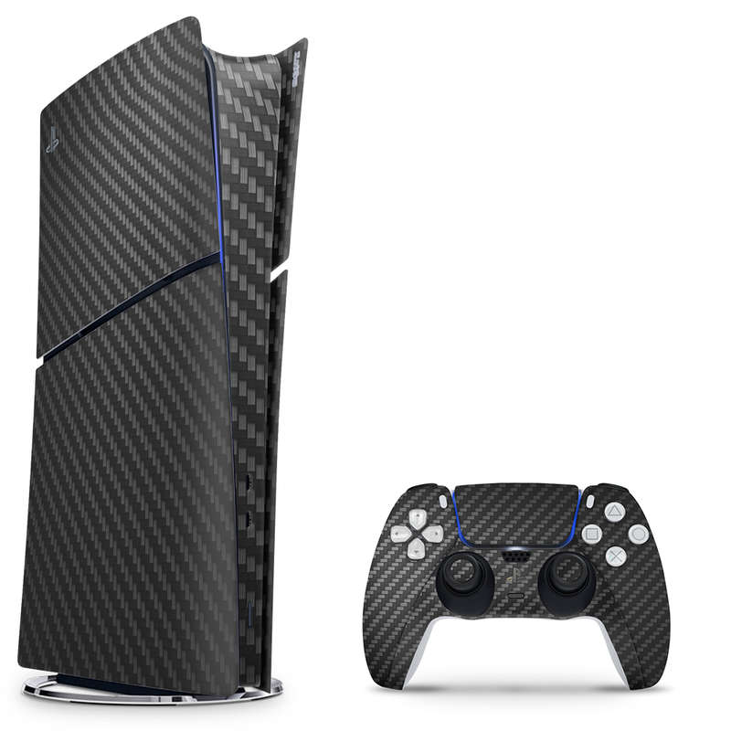 SkinNit Decal Sticker Skin For PS5 Slim Digital : Carbon Fiber (Textured)