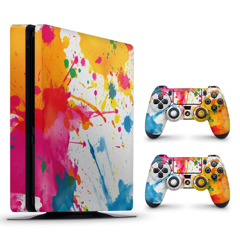 Decal Skin Sticker for PS4 Slim: Colorful Paint Splash