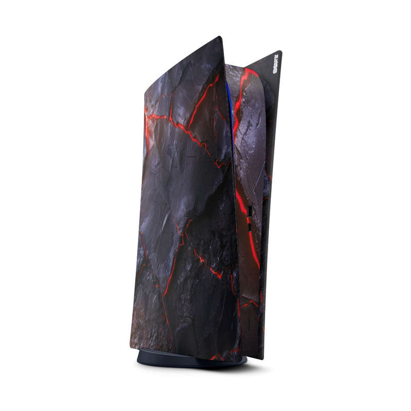 Decal Sticker Skin For PS5 Digital: Carbon Rock Glow Red