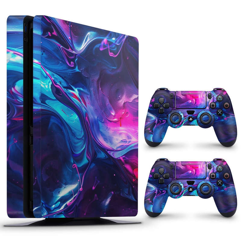 Decal Skin Sticker for PS4 Slim: Abundant Fluid Art