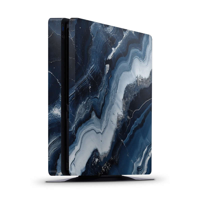 Decal Skin Sticker for PS4 Slim: Abstract Marble Blue