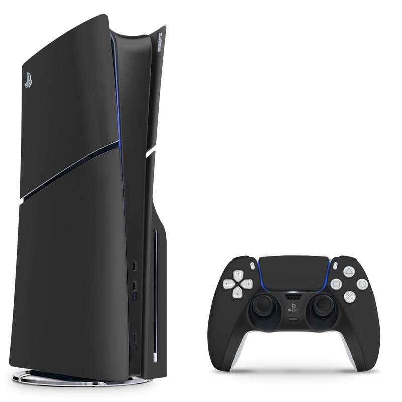 SkinNit Decal Sticker Skin For PS5 Slim : Matte Black