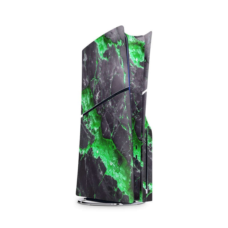 Decal Skin Sticker Compatible with PS5 Slim: Carbon Stone Green