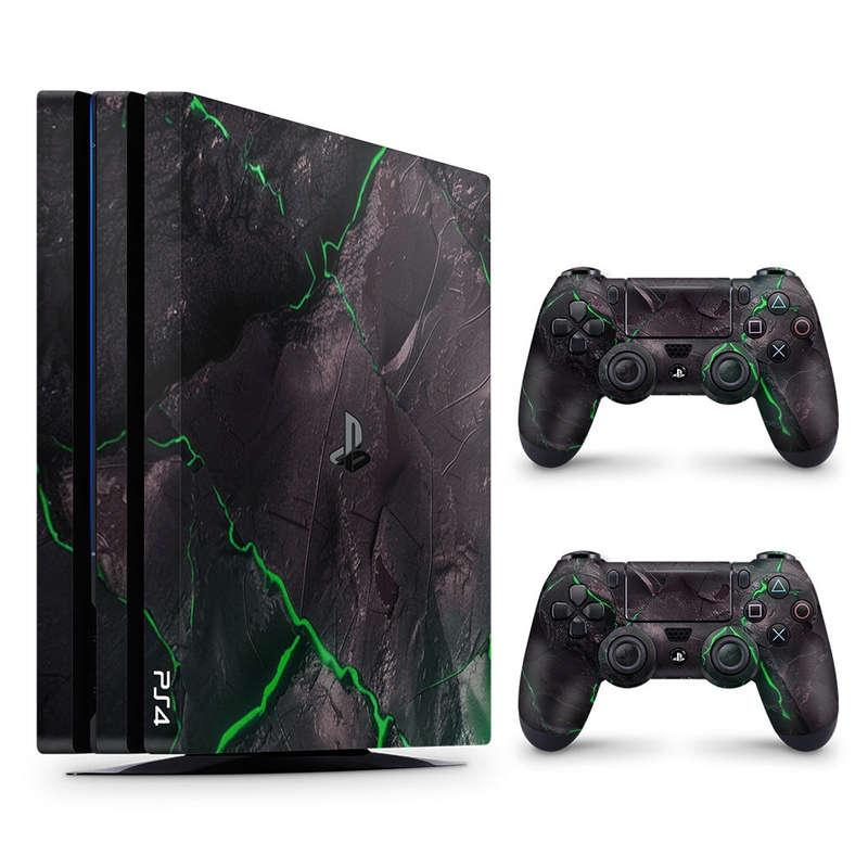 Decal Skin Sticker for PS4 Pro: Carbon Rock Glow Green