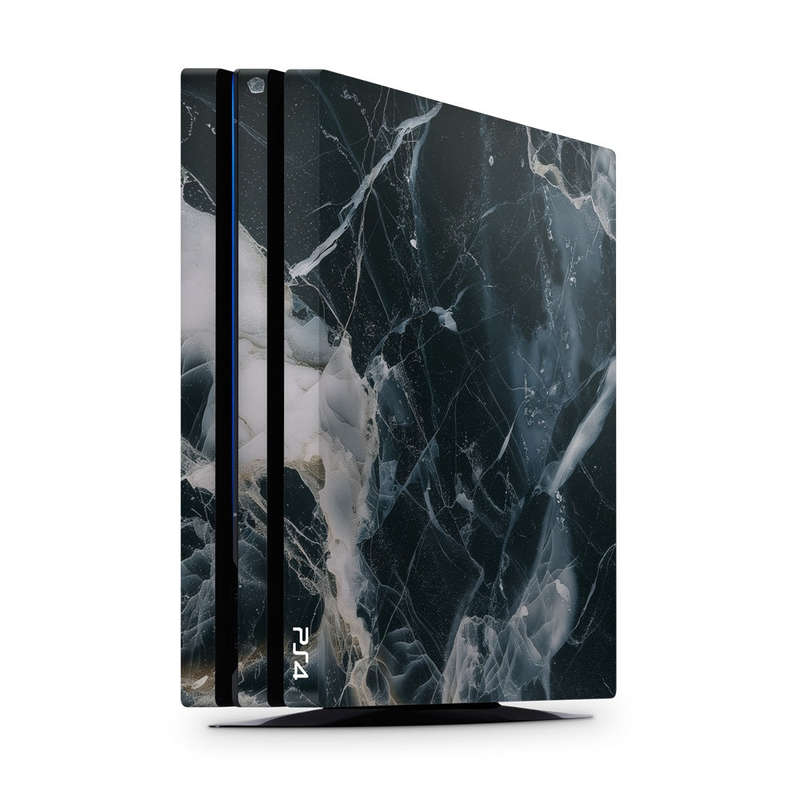 Decal Skin Sticker for PS4 Pro: Marble White & Black