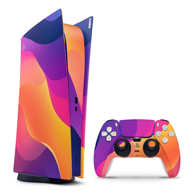 Decal Sticker Skin For PS5 Digital: Vibrant Sunset Waves