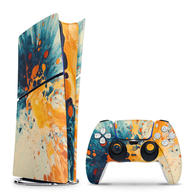 Decal Skin Sticker Compatible with PS5 Slim Digital (No Disk): Abstract Splash Art
